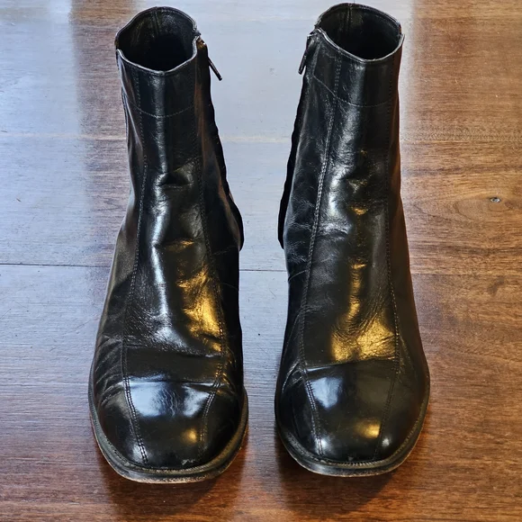 Florsheim Mens Boots Duke Genuine Leather Bike Toe With Zippers Black Color